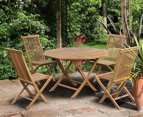 Suffolk Octagonal Folding Garden Table & Chair Set -Outdoor Dining Set