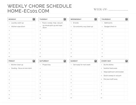 Weekly Chore Schedule with a Printable Chore Chart - Home-Ec 101