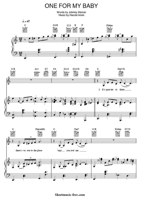 One for My Baby Sheet Music Robbie Williams - ♪ SHEETMUSIC-FREE.COM