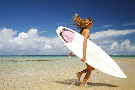 Hawaii, Kauai, Tunnels Beach, Surfer Girl Enjoying A Day Out. Poster ...