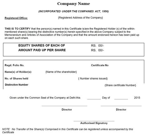 Share Certificate Formats - Word Excel Templates