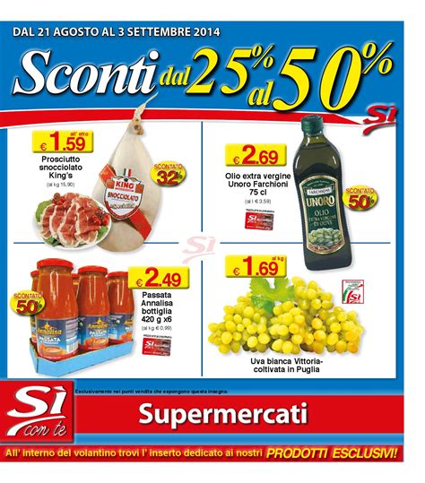 Prezzi scontati fino al 50% nei Sì supermercati dal 21 agosto by M.C. Marketing e Comunicazione ...