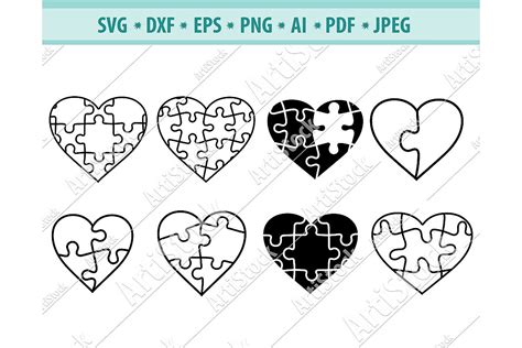 Heart puzzle svg, Valentine Heart Puzzle SVG Dxf, Png, Eps (521497) | SVGs | Design Bundles