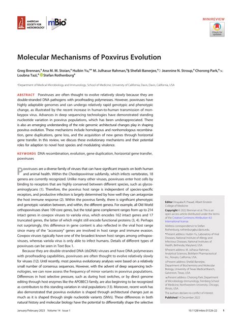 (PDF) Molecular Mechanisms of Poxvirus Evolution