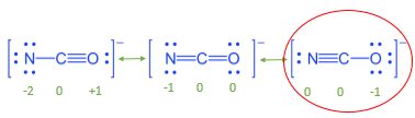 Three Lewis structures can be drawn for the cyanate ion, NCO^-. Using formal charge determine ...