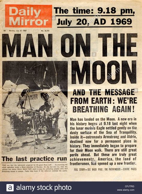 headline news coverage of apollo 11 moon landing from uk newspaper ...