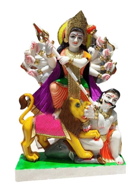 Multicolor Painted Marble Maa Mahishasura Mardini Statue, For Temple, Size: 48 Inch at Rs 70000 ...