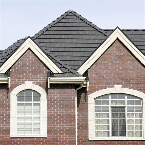 Brick House Home Exterior Tile Roof Stock Image - Image of brick, home: 13595371