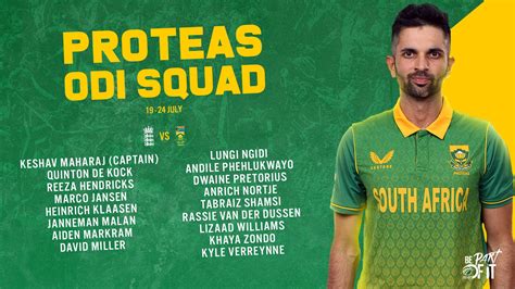 Proteas Squad for England Tour. : Cricket