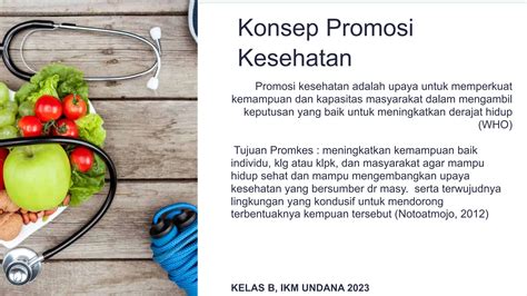 KONSEP DASAR PROMOSI KESEHATAN FAKULTAS KESEHATAN MASYARAKAT ...