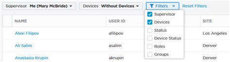 Filtering data tables