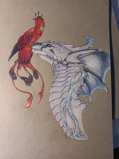 Phoenix and dragon, traditional by SleiphnirDrawings on DeviantArt