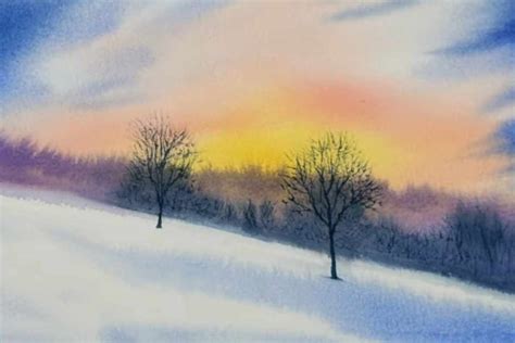 Watercolor Tutorial for a Breathtaking Sunset Scene! – Urbaki Art