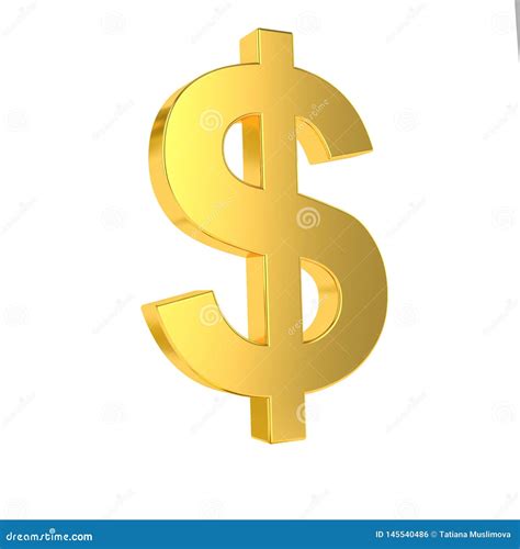 USD Sign. 3d Golden Dollar Symbol Isolated on White Background. 3d Rendering Stock Illustration ...