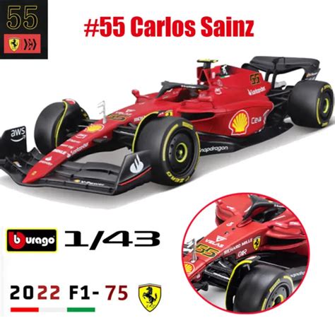 BBURAGO1:43 2022 FERRARI F1-75 F1 Model Car #55 Sainz Collection Kid ...