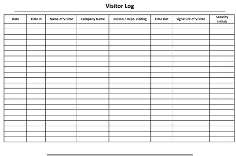 13 Free Sample Visitor Log Templates - Printable Samples