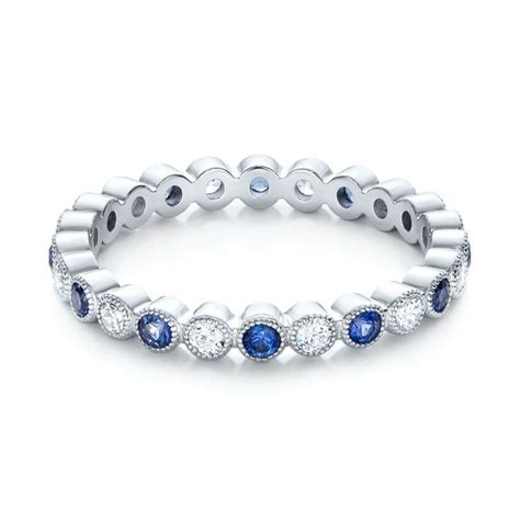 Diamond And Blue Sapphire Stackable Eternity Band #101894 - Seattle Bellevue | Joseph Jewelry