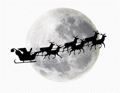 Christmas Santa Sled Sleigh Silhouette With Moon | Citypng