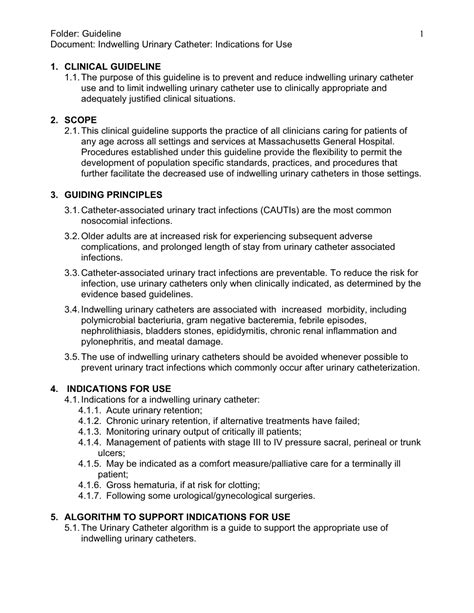 Folder: Guideline 1 Document: Indwelling Urinary Catheter: Indications for Use - DocsLib