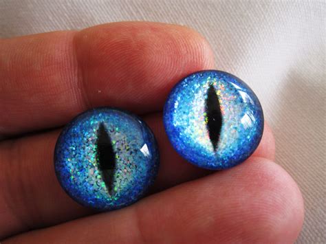 Cat eyes glass blue glitter 20mm cabochons for jewelry and