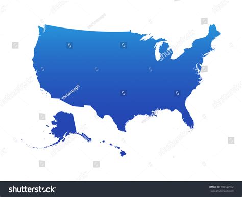 Usa Blue Map Stock Vector (Royalty Free) 790349962 | Shutterstock