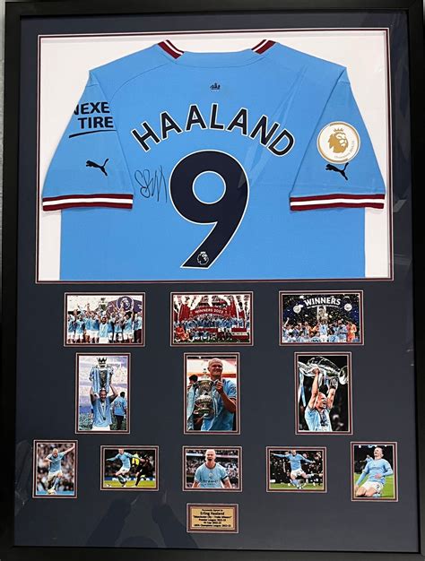 ERLING HAALAND Signed Manchester City Jersey & Treble Photo Collage Di ...