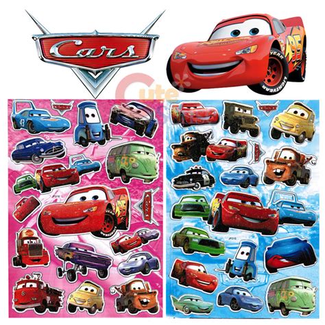 Disney Cars Mcqueen Stickers Set with Pearl - 2 Sheets Wall Window Stickers