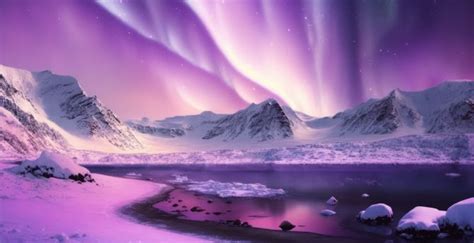 Wallpaper pink-purple sky, glacier, lake, northern lights, art desktop ...