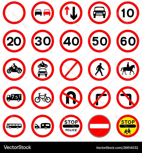 Road signs - red round Royalty Free Vector Image