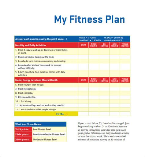 Personal Fitness Plan Template