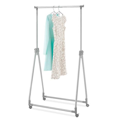 Whitmor Foldable Garment Rack - Rolling Clothes Rack - Adjustable Height - Silver - 22" x 34.75 ...