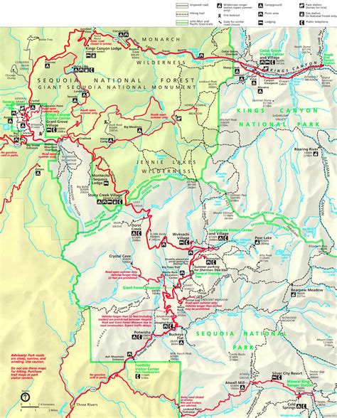 Road Map Of Sequoia National Park