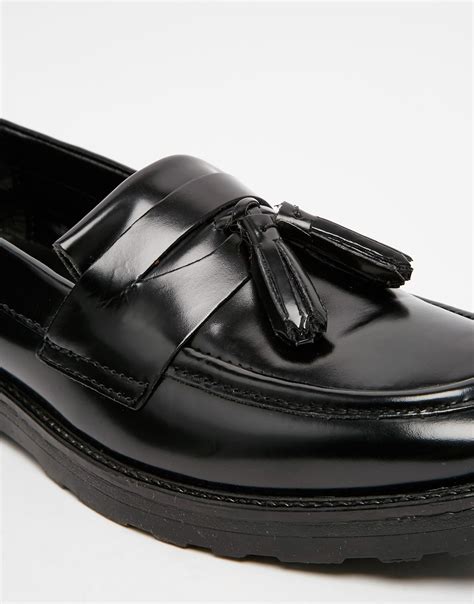 Lyst - Asos Tassel Loafers In Black Leather in Black for Men