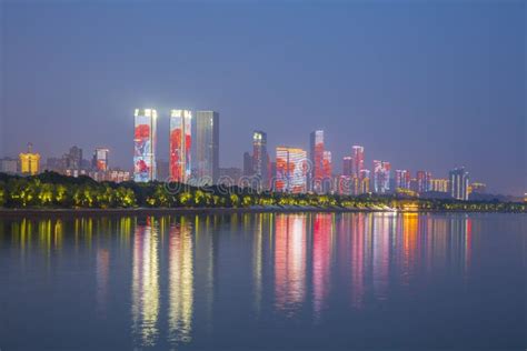 Xiangjiang River and Changsha Skyline, Hunan, China Stock Image - Image ...