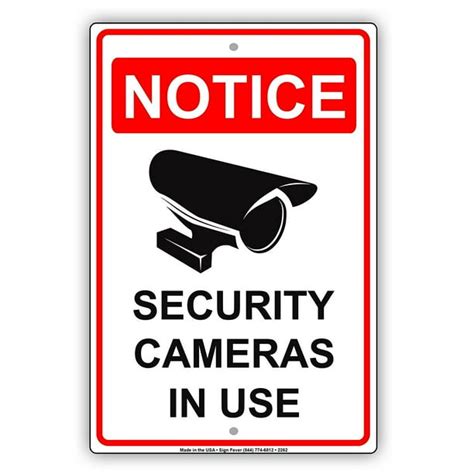 Notice Security Cameras In Use With Graphic Camera Surveillance Property Safety Alert Caution ...