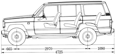 Nissan Patrol 1985 Blueprint - Download free blueprint for 3D modeling