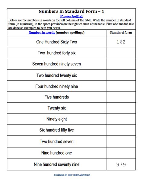 Writing Numbers In Standard Form Worksheets | iar412ekag