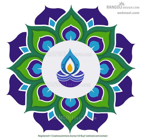 Diya Peacock Rangoli Design For Diwali By Webneel 15