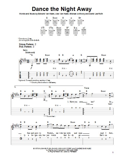 Dance The Night Away sheet music by Van Halen (Easy Guitar Tab – 151950)