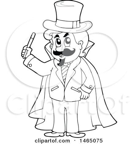 Clipart of a Black and White Magician - Royalty Free Vector ...