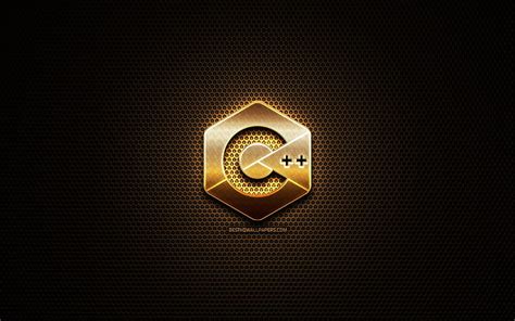 C Plus Plus glitter logo, programming language, grid metal background, C Plus Plus, HD wallpaper ...