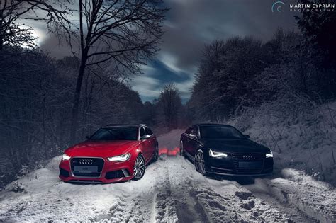 Wallpaper Two Black And Red Audi Cars, Vehicle, Audi Rs6