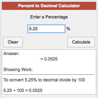 Percent to Decimal Calculator