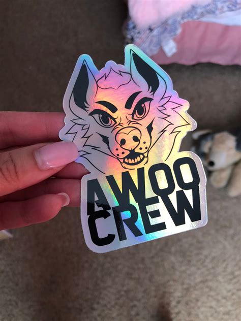 AWOO CREW wolf pack Holographic Sticker Outdoor Weather | Etsy