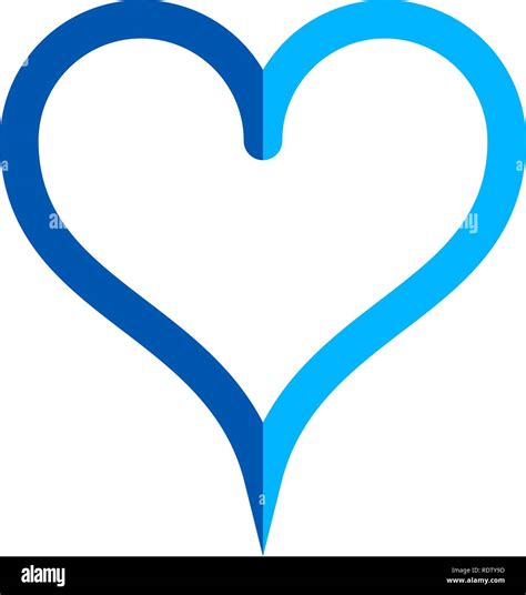 Heart symbol icon - blue simple outlined, isolated - vector ...