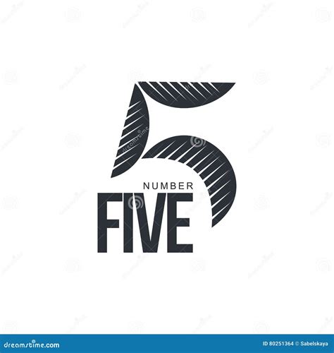 Black and White Sketch Style Number Five Logo Template Stock Vector - Illustration of ...