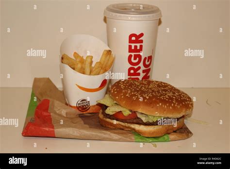 Editorial photo of a whopper combo from burger king on a white ...