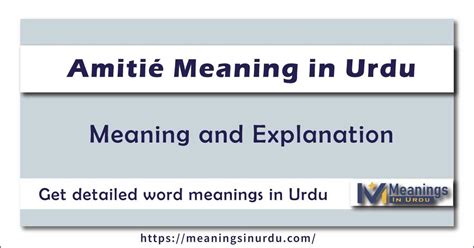 Amitié Meaning In Urdu | Meaning And Explanation In Urdu - Meanings In Urdu