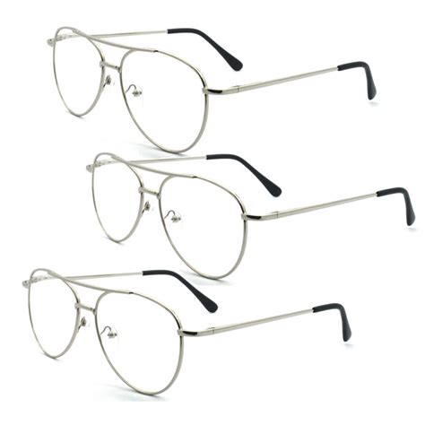 EYE ZOOM 3 Pack Metal Frame Aviator Style Reading Glasses with Spring ...