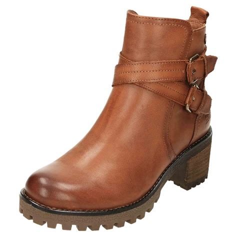 Carmela Chunky Leather Ankle Heeled Boots 67400 Brown - Ladies Footwear ...